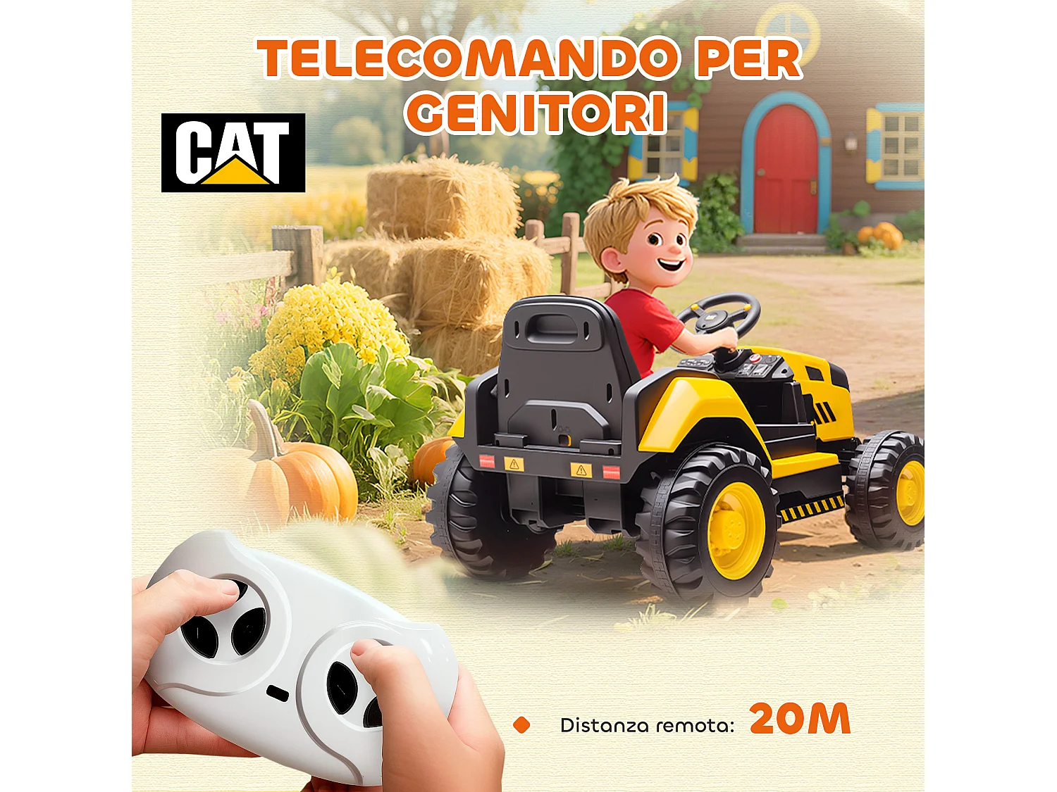 Macchina elettrica per bambini 3-6 anni caterpillar con telecomando