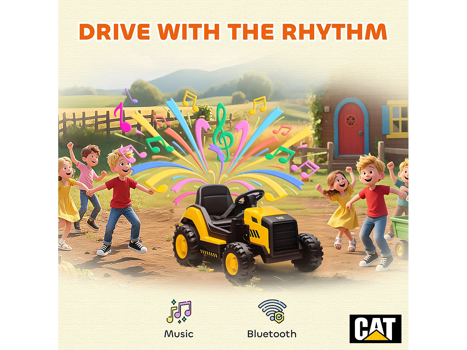 Macchina elettrica per bambini 3-6 anni caterpillar con telecomando