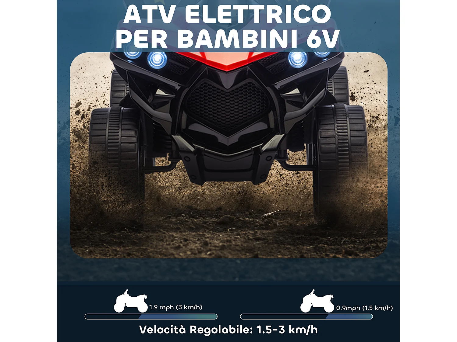 Quad elettrico per bambini 3-8 anni con luci e musica rosso