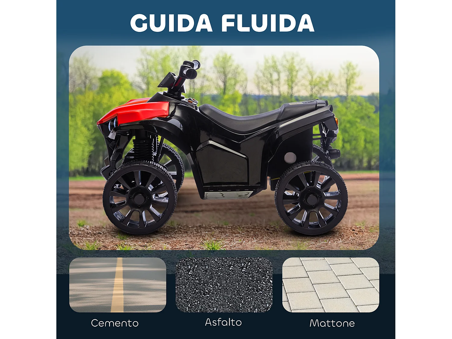 Quad elettrico per bambini 3-8 anni con luci e musica rosso