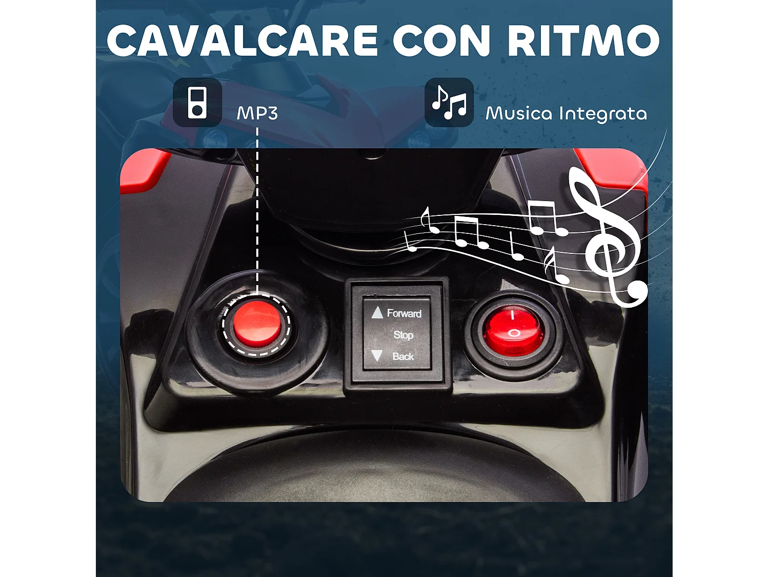 Quad elettrico per bambini 3-8 anni con luci e musica rosso