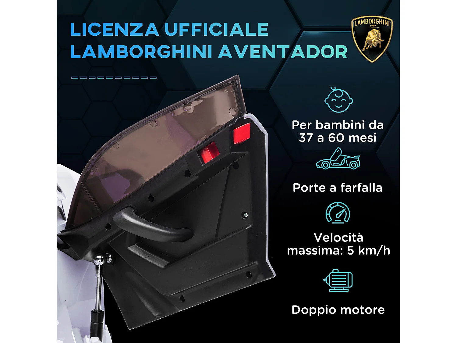 Macchina elettrica per bambini con telecomando bianca