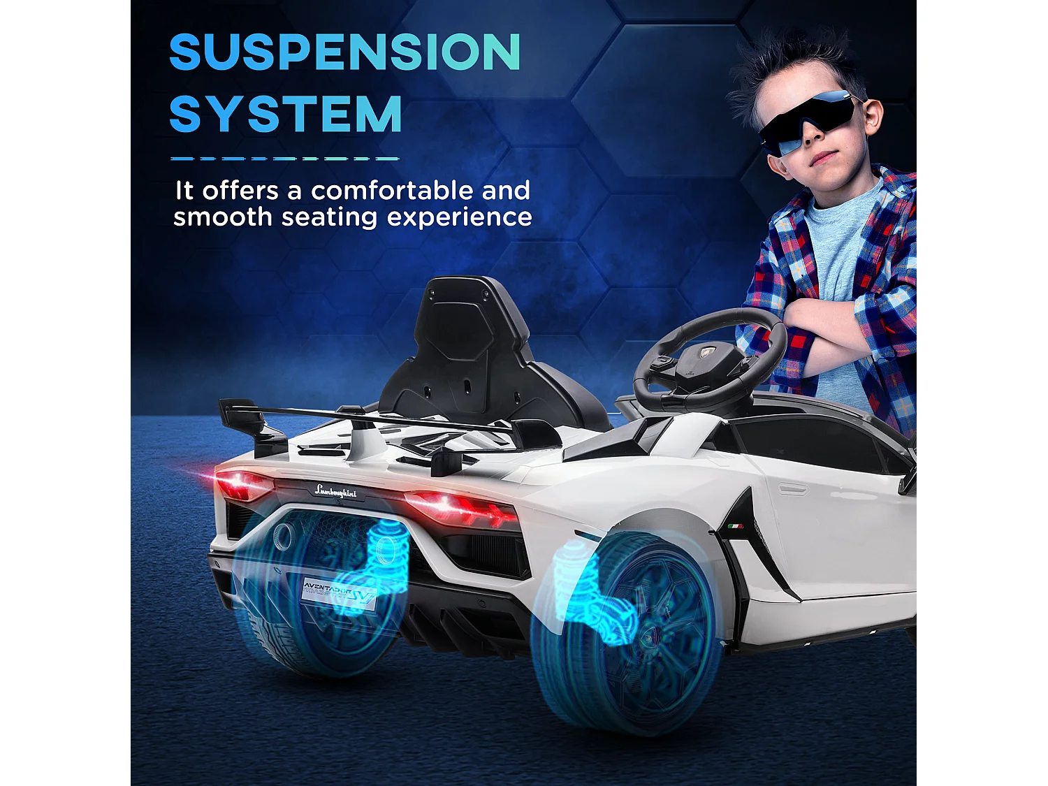 Macchina elettrica per bambini con telecomando bianca