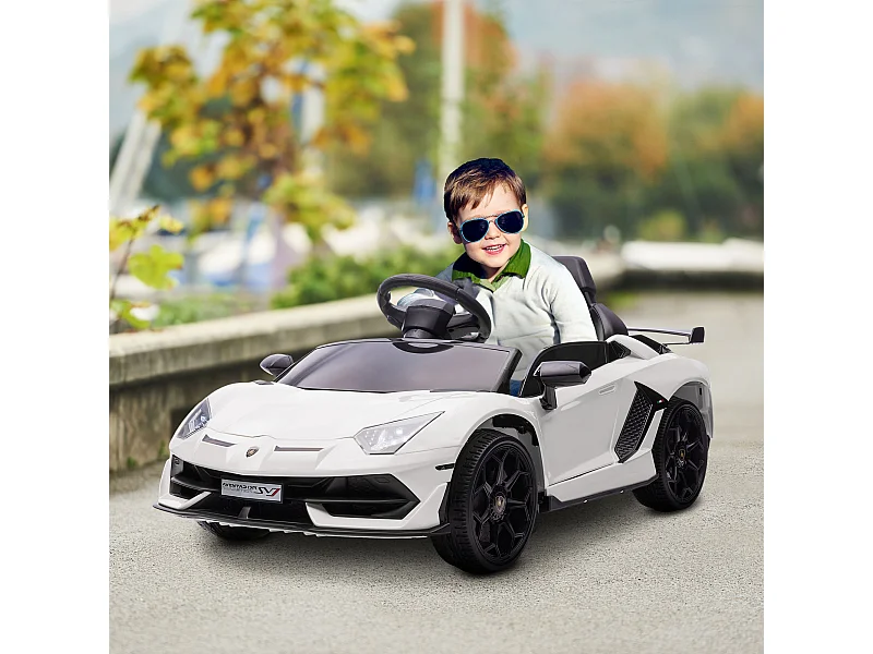 Macchina elettrica per bambini con telecomando bianca