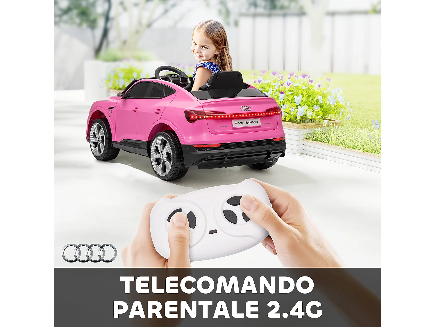 Macchina per bambini 3-5 anni 12v telecomando velocità 3-8km/h rosa