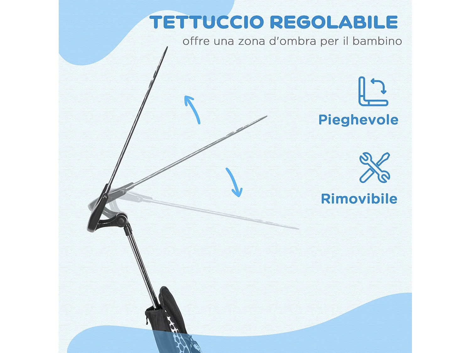 Triciclo per bambini con maniglione di spinta rimovibile bianco e nero