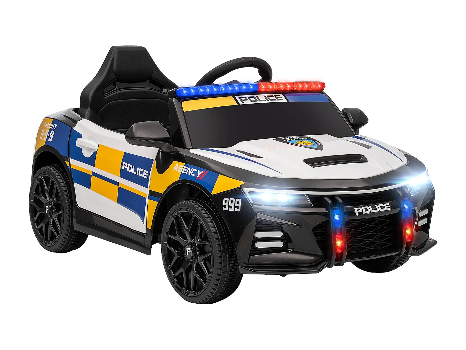 Macchina elettrica per bambini della polizia con telecomando e musica