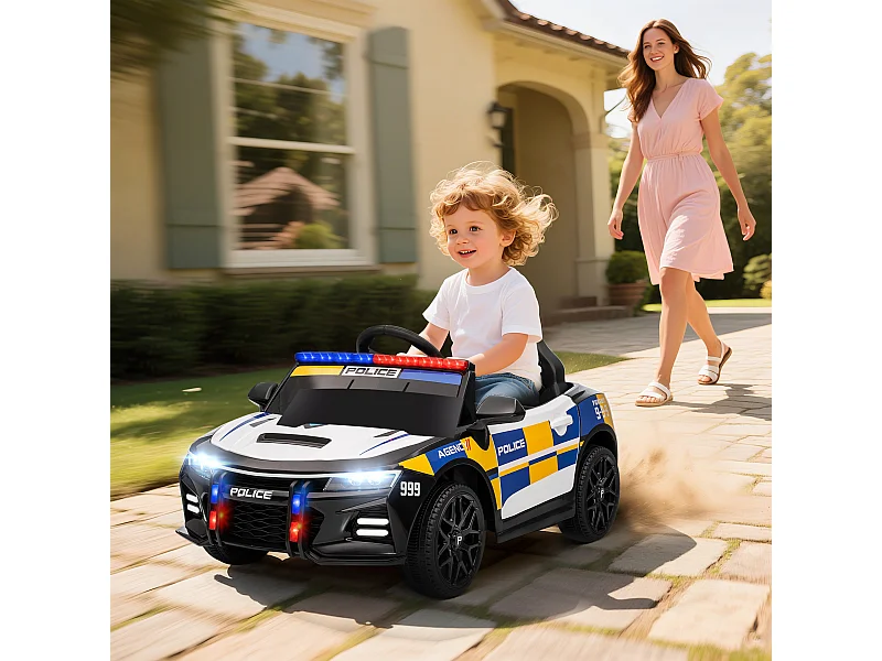 Macchina elettrica per bambini della polizia con telecomando e musica