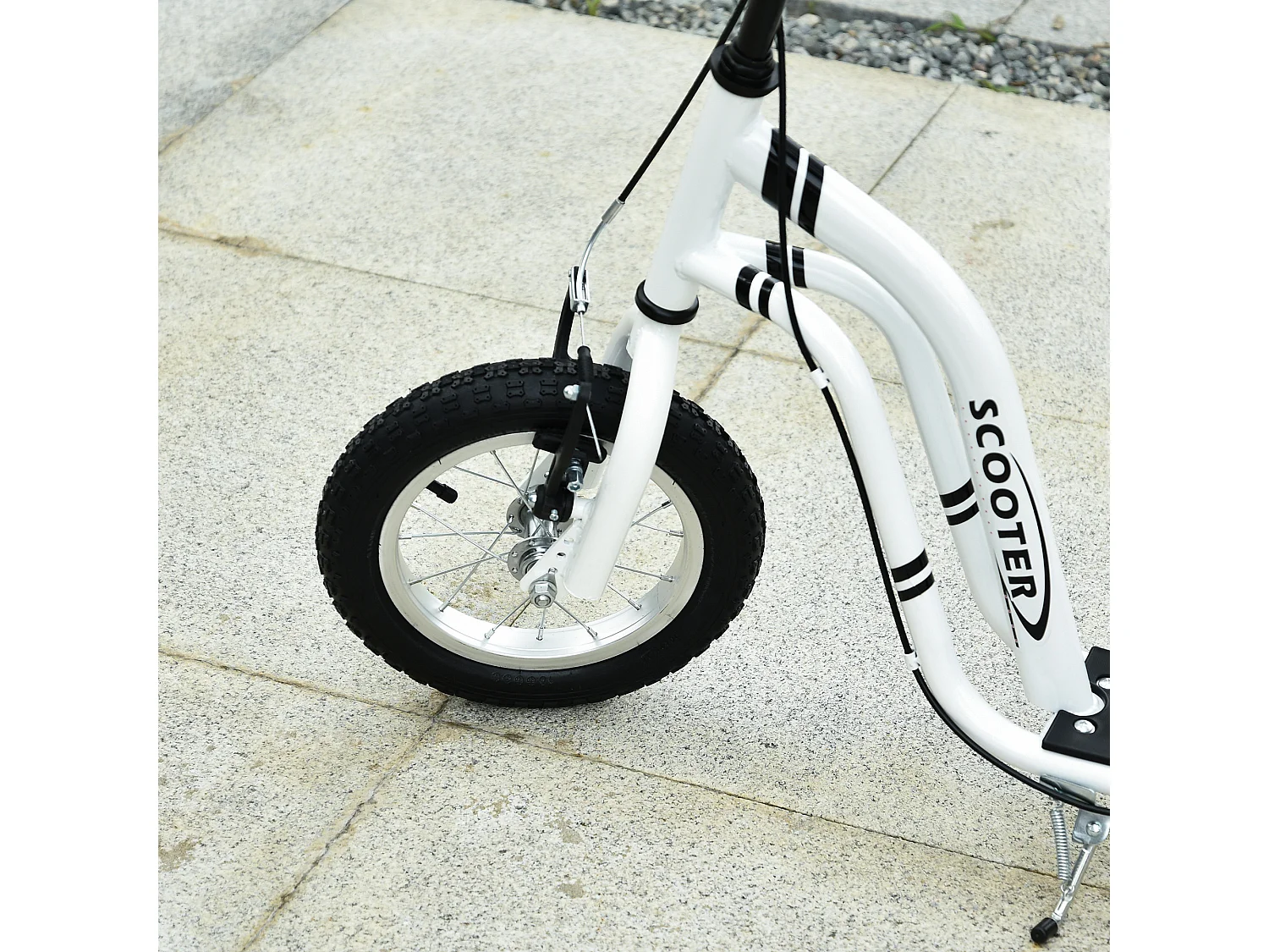 Monopattino con manubrio regolabile in acciaio 120x58x85-95 cm bianco