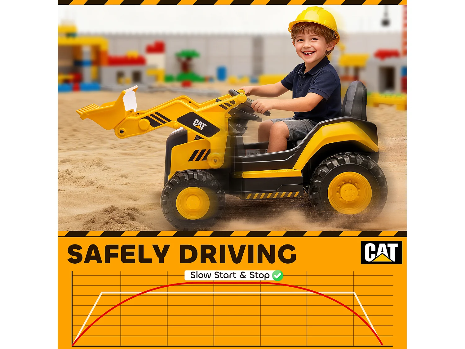 Ruspa elettrica per bambini 3-6 anni caterpillar con telecomando