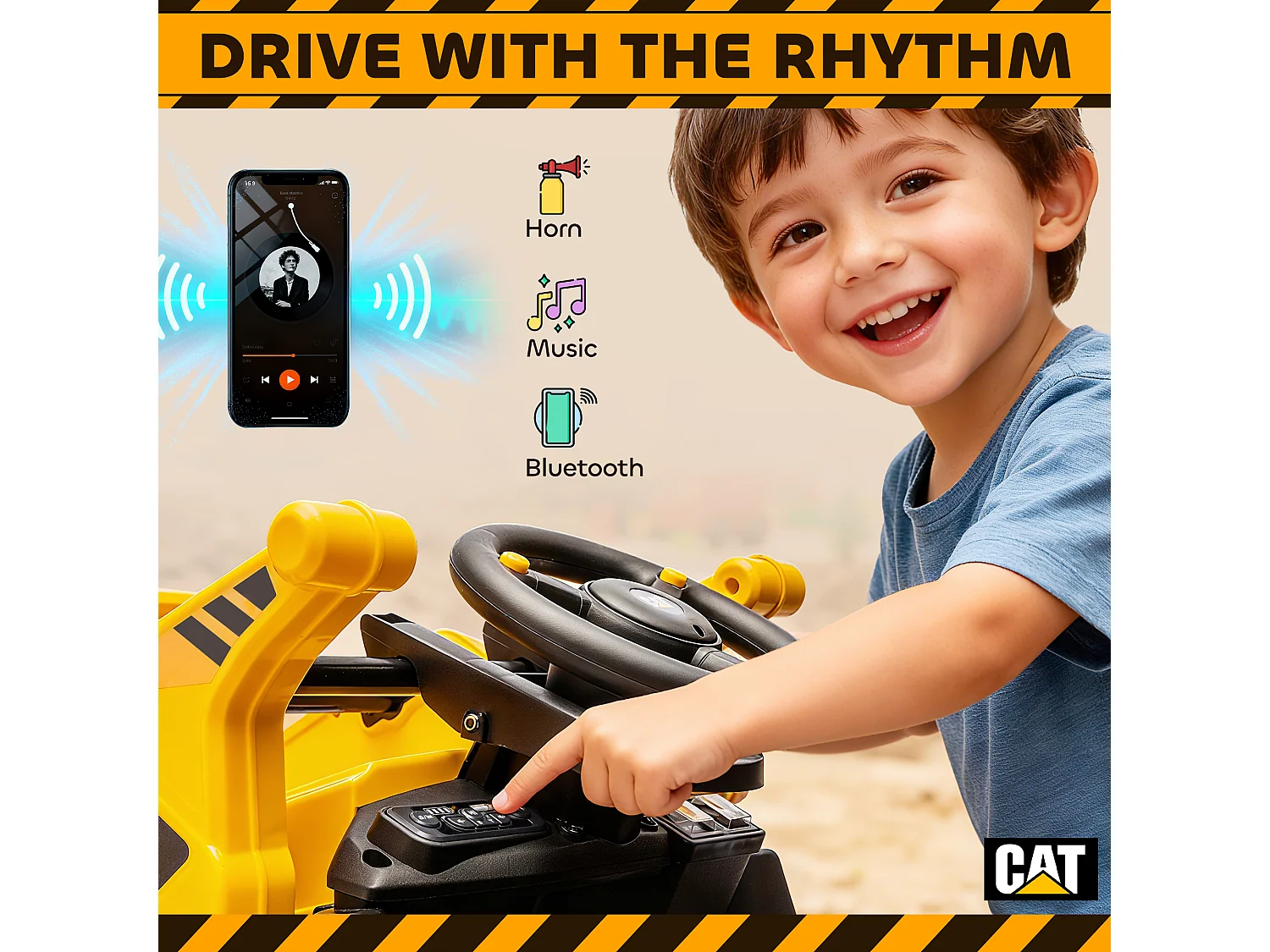 Ruspa elettrica per bambini 3-6 anni caterpillar con telecomando