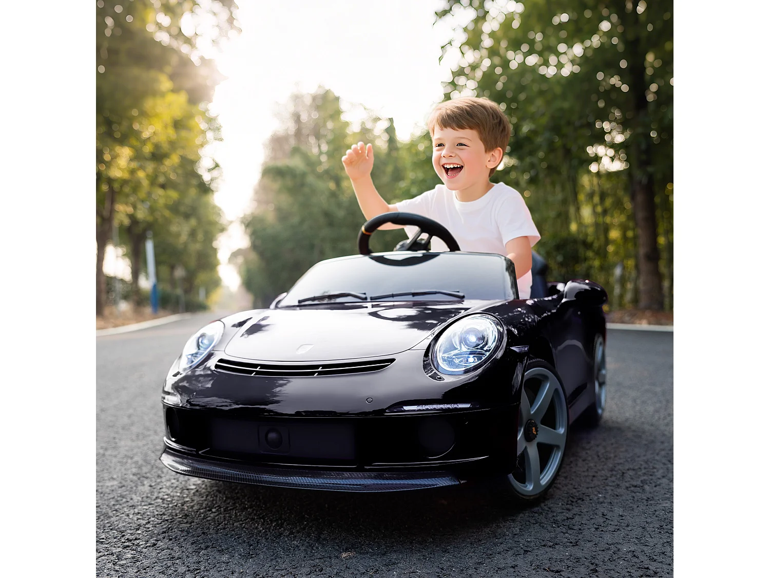 Macchina per bambini 3-5 anni con licenza ruf gt e telecomando nero