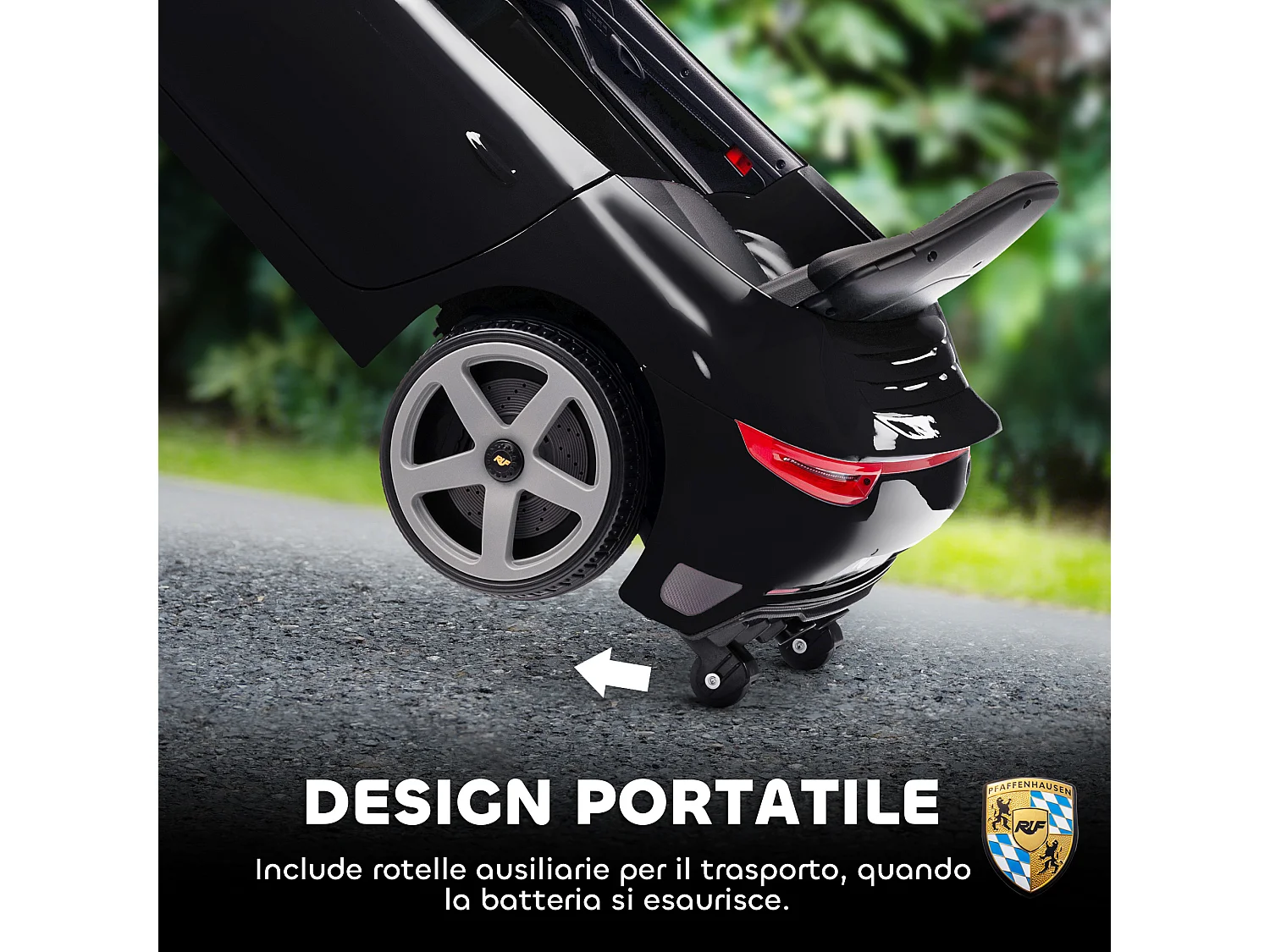 Macchina per bambini 3-5 anni con licenza ruf gt e telecomando nero