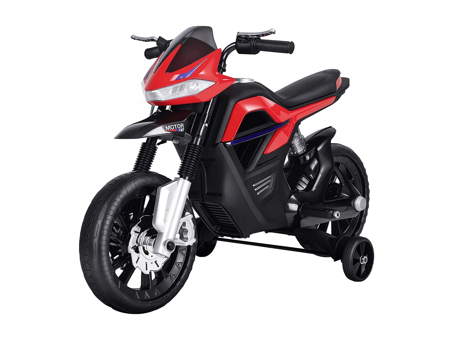 Moto elettrica per bambini 6v con rotelle e fari rossa