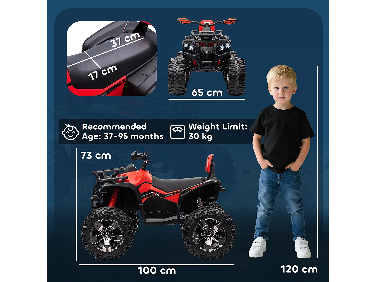 Quad elettrico per bambini 3-5 anni e batteria ricaricabile 12v