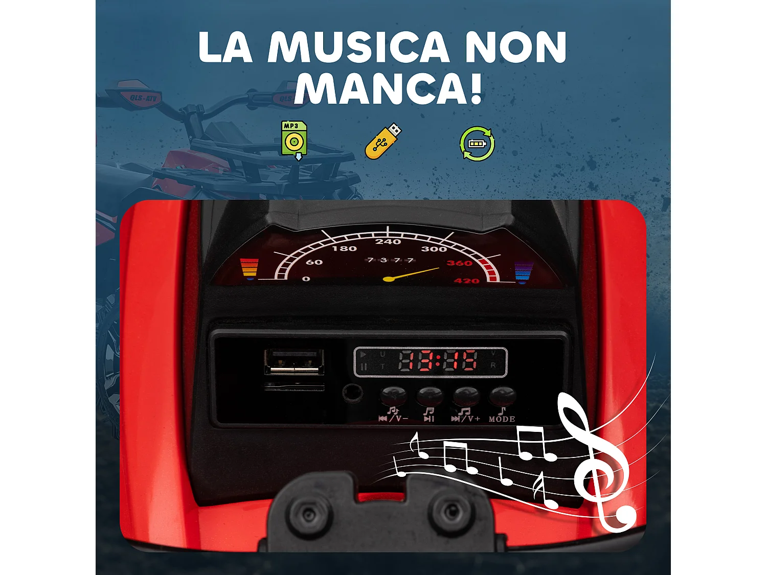 Quad elettrico per bambini 3-5 anni e batteria ricaricabile 12v