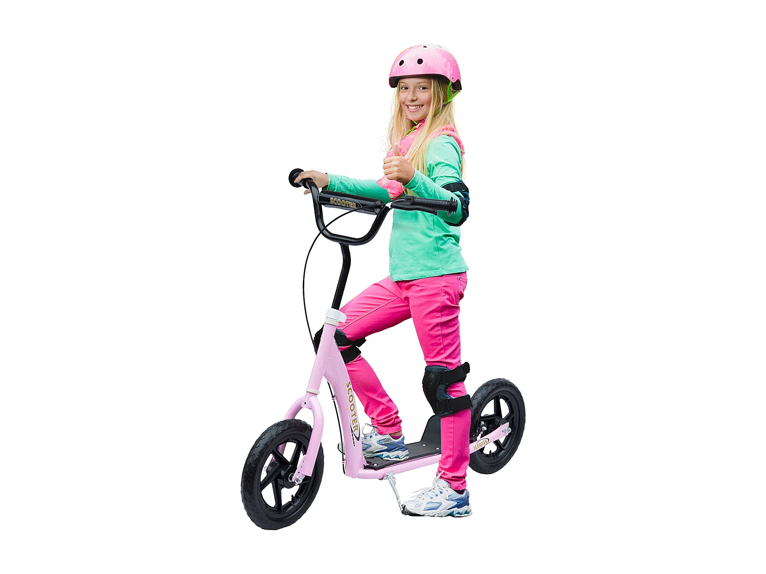 Monopattino per bambini con freno posteriore manubrio regolabile rosa