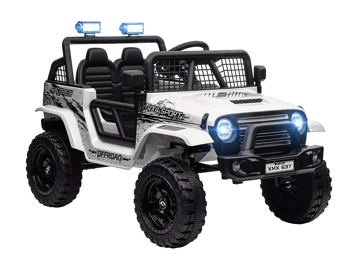 Macchina per bambini 3-6 anni fuoristrada 12v con telecomando bianco