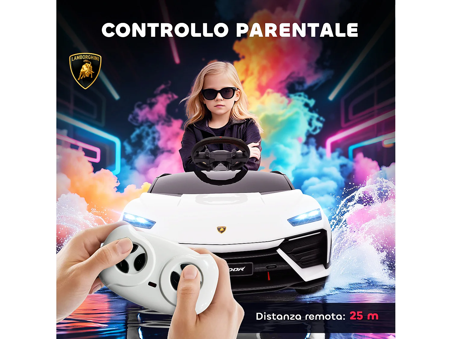 Macchina per bambini licenza lamborghini 101.5x49x43 cm bianca