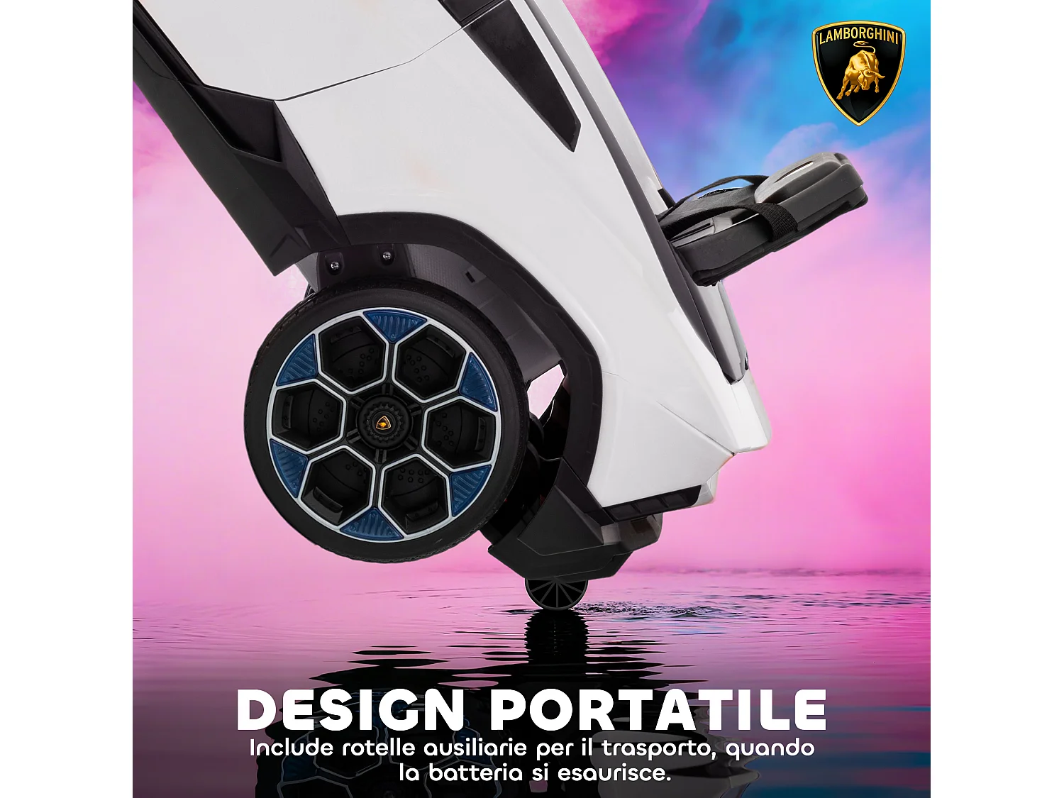 Macchina per bambini licenza lamborghini 101.5x49x43 cm bianca