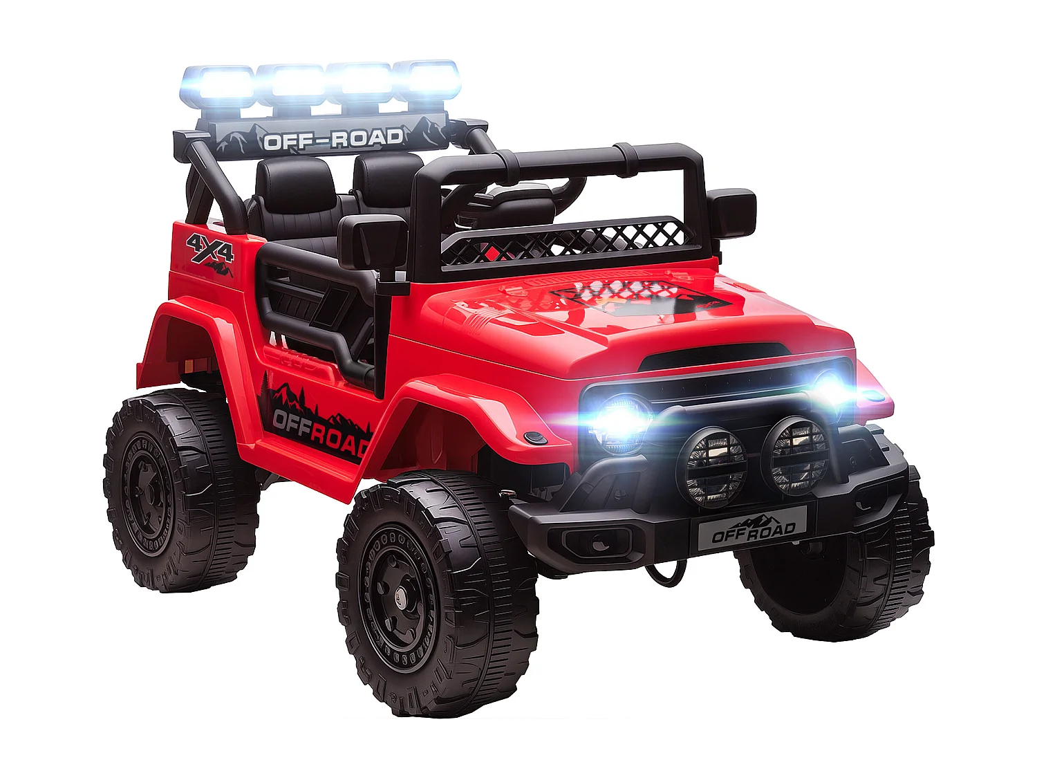 Fuoristrada per bambini con fanali, clacson e cintura rosso