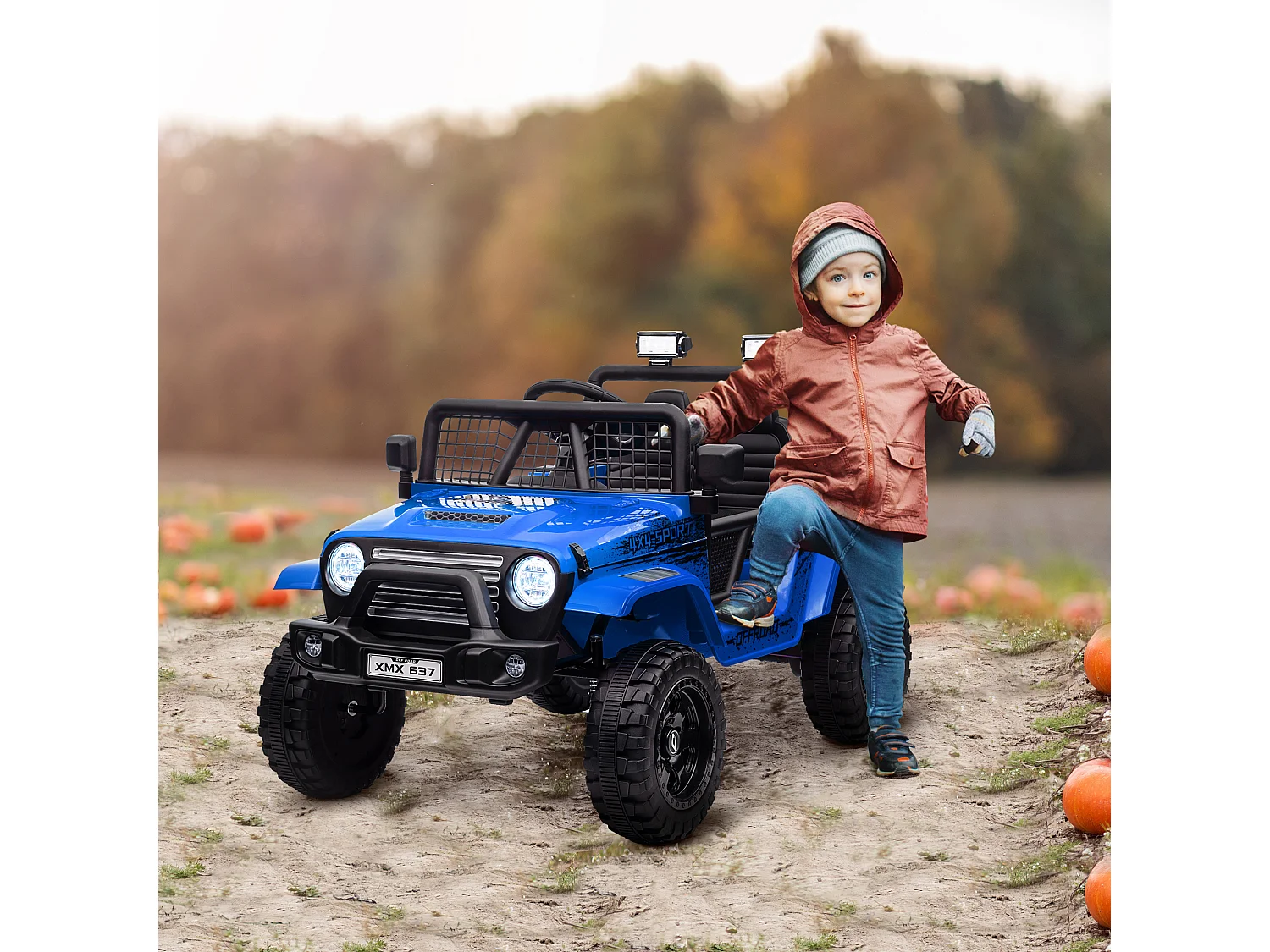 Macchina per bambini 3-6 anni fuoristrada 12v con telecomando blu