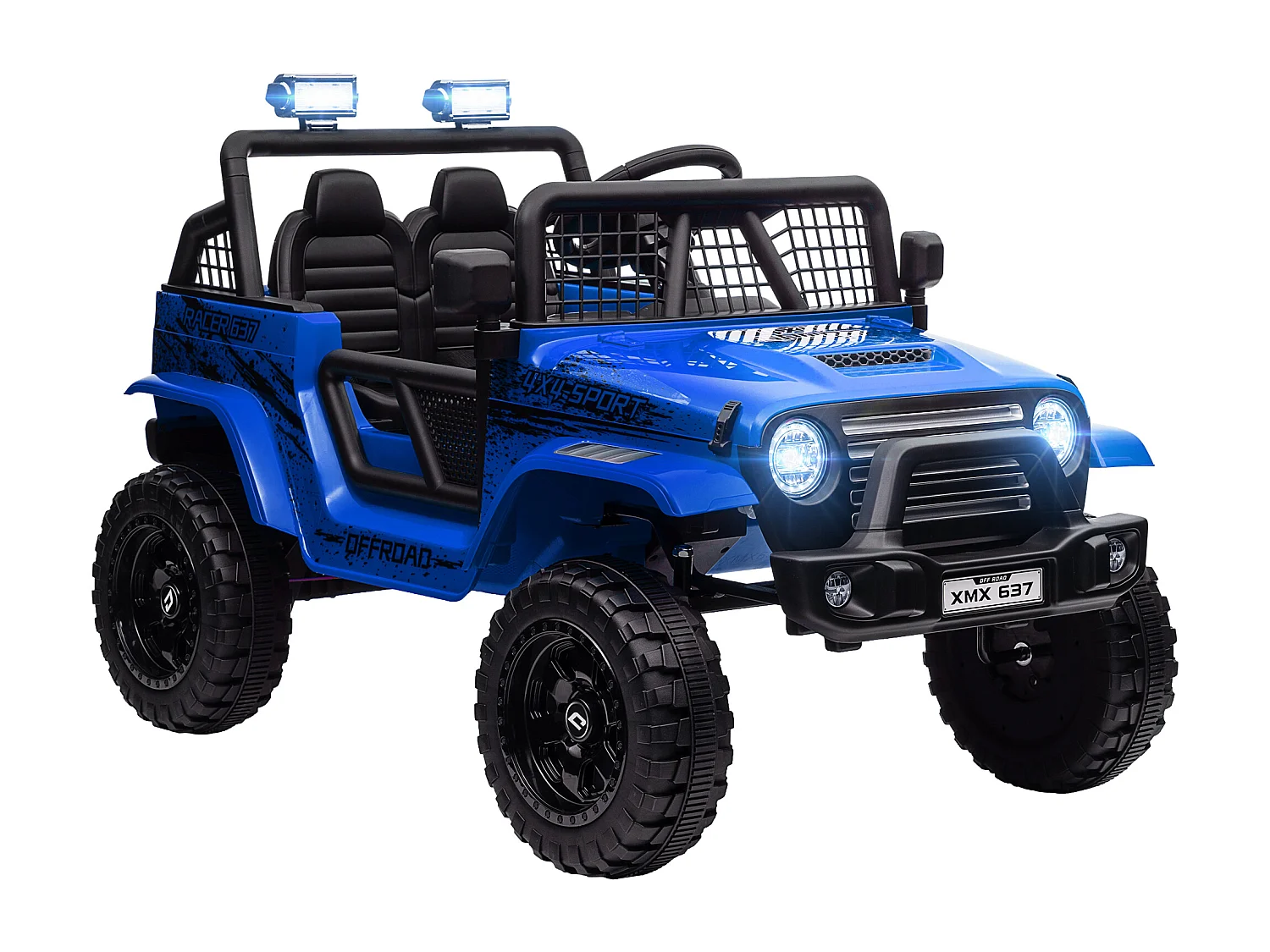 Macchina per bambini 3-6 anni fuoristrada 12v con telecomando blu