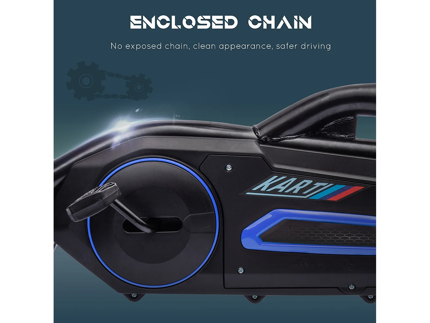 Go kart bambini 3-8 anni ruote EVA freno blu e nero