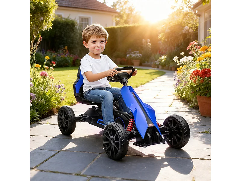Go kart bambini 3-8 anni ruote EVA freno blu e nero