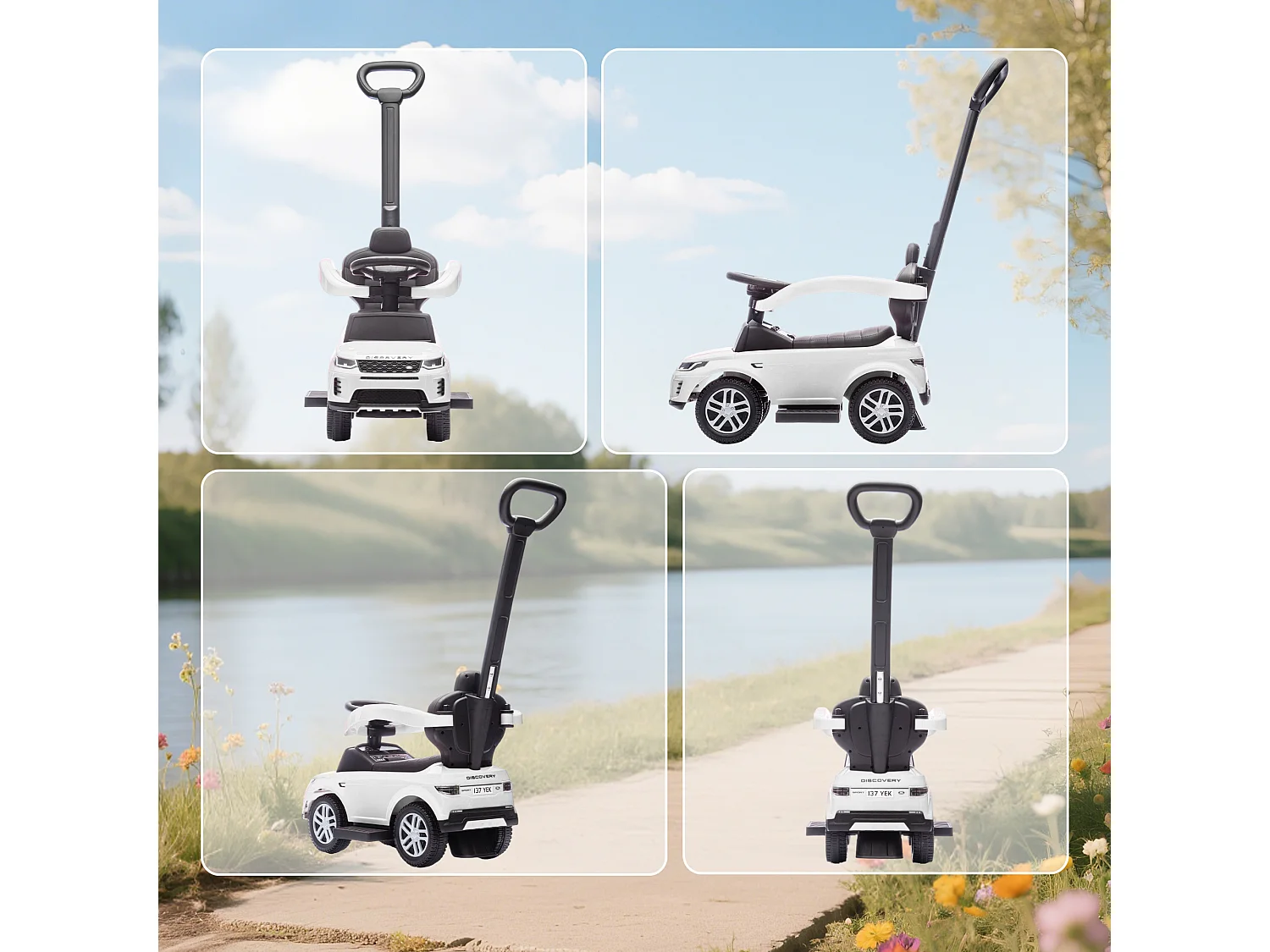 Macchina cavalcabile per bambini licenza land rover discovery bianco