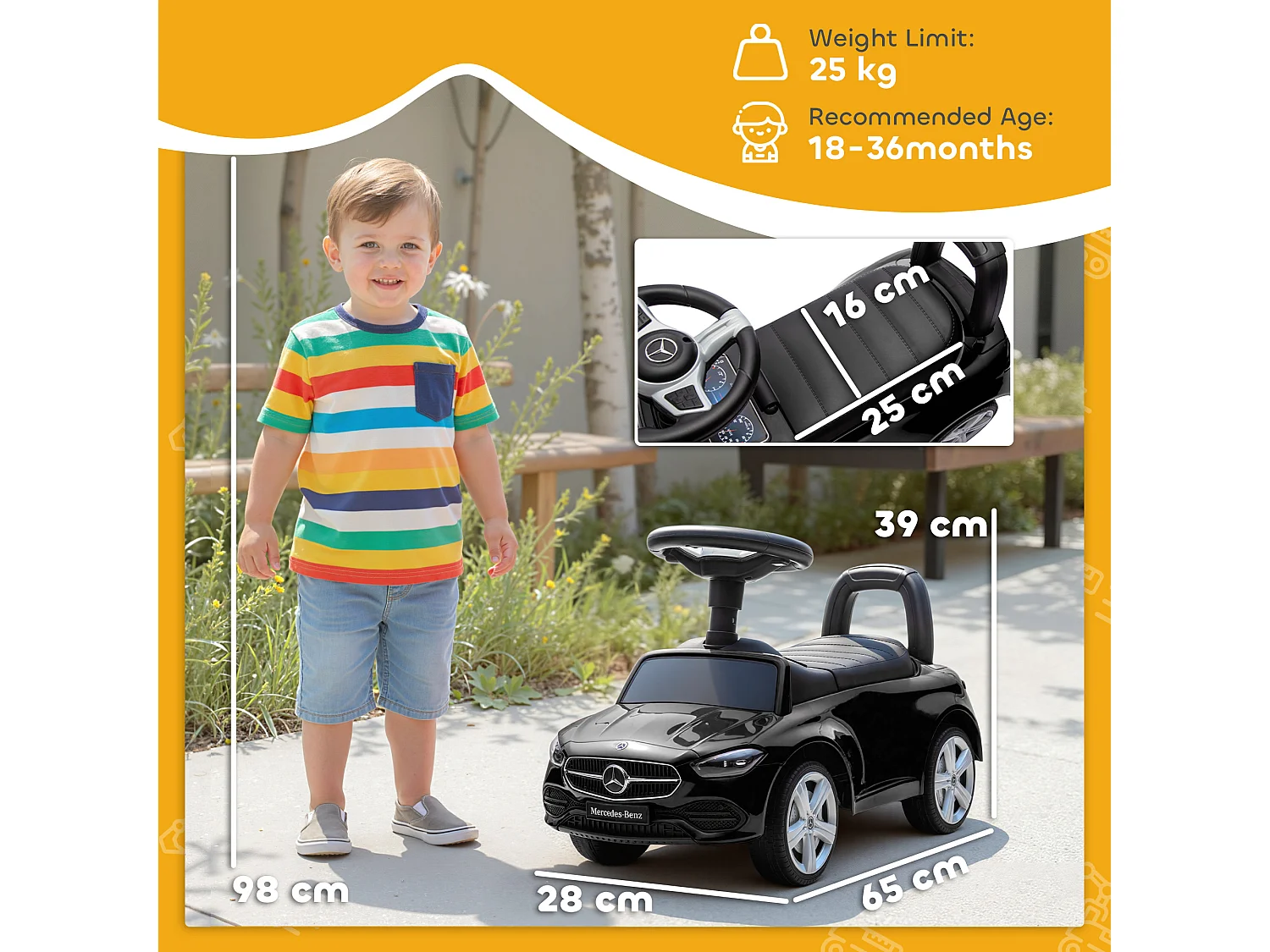 Macchina per bambini con licenza mercedes benz nero