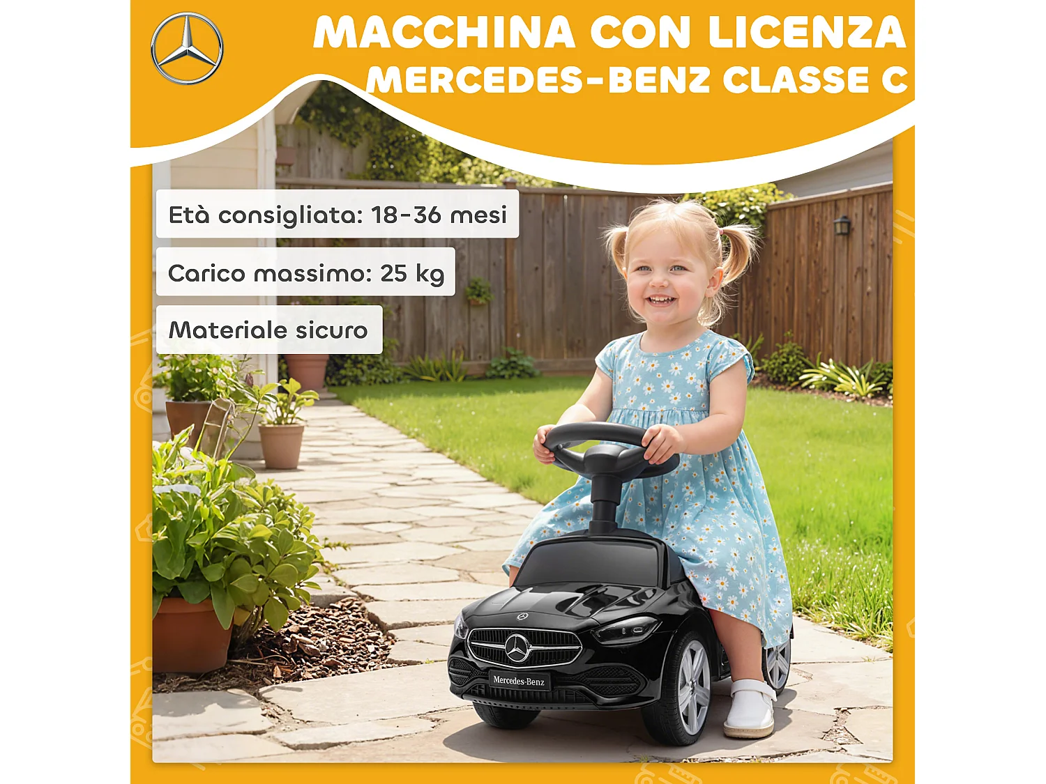 Macchina per bambini con licenza mercedes benz nero
