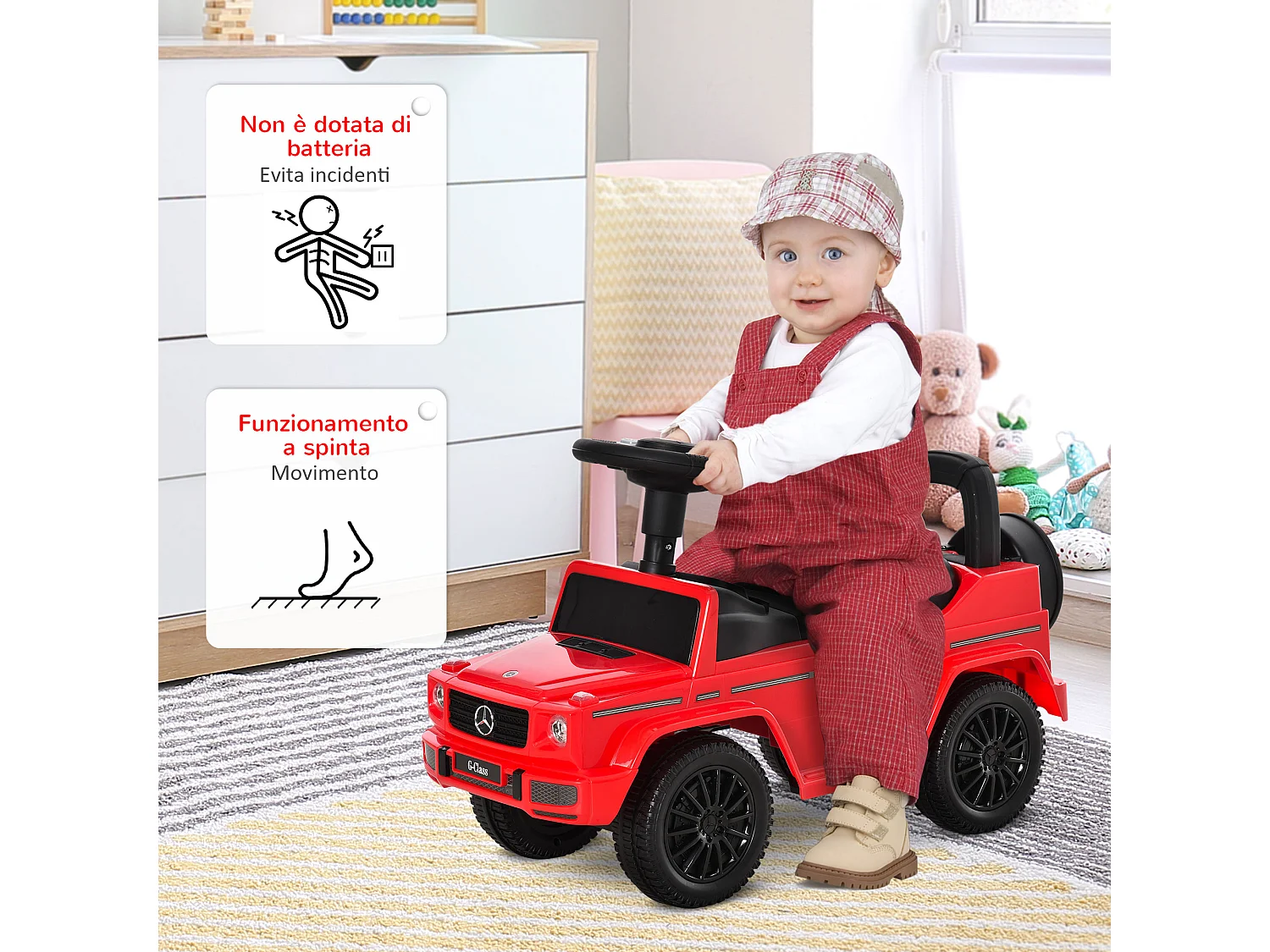 Macchina giocattolo bambini 12-36 mesi macchina a spinta rossa