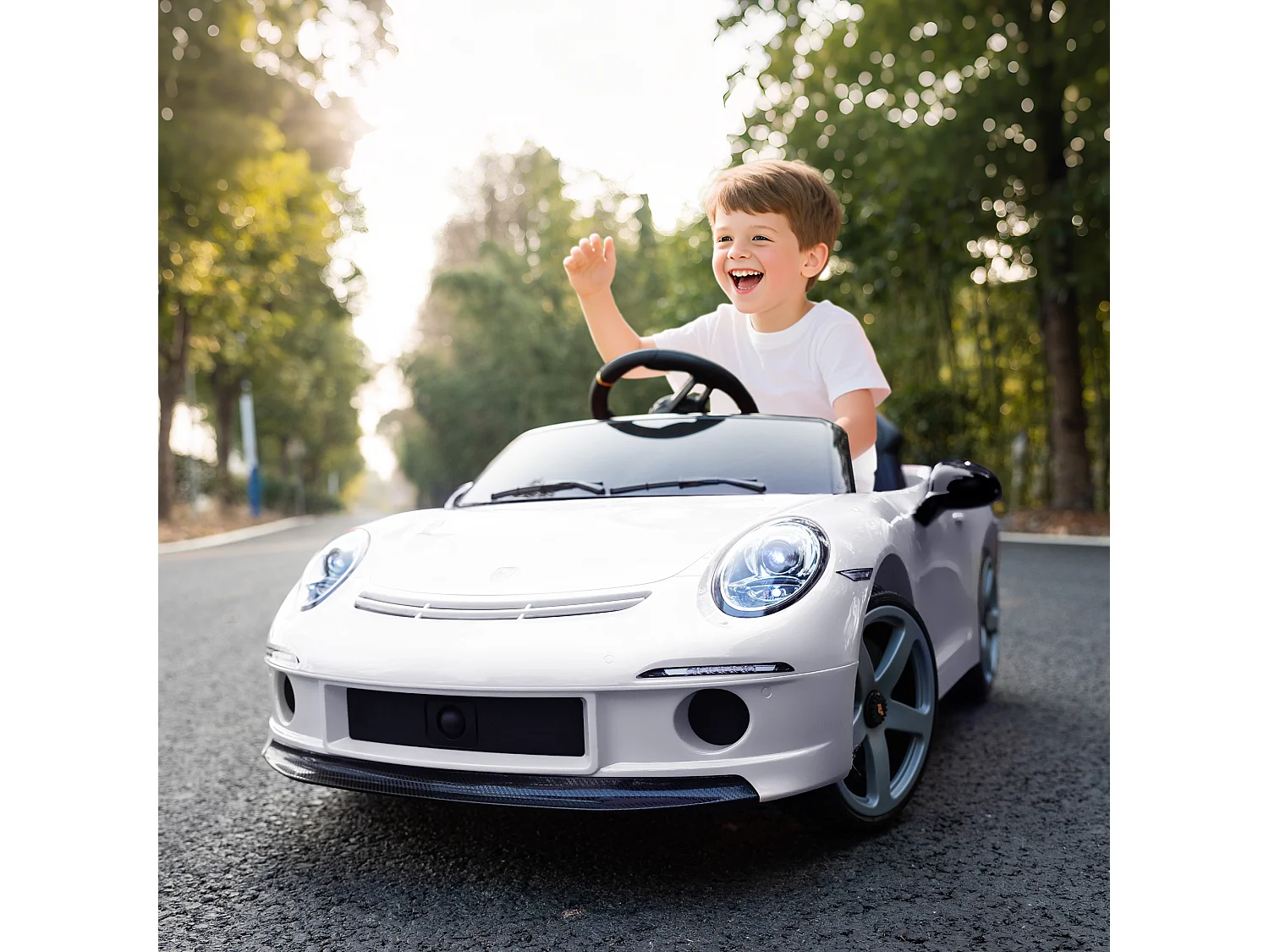 Macchina per bambini 3-5 anni con licenza ruf gt e telecomando bianco