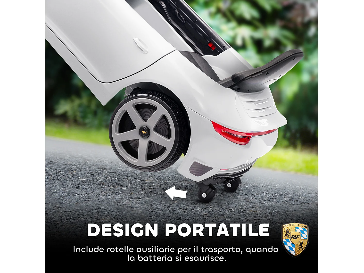 Macchina per bambini 3-5 anni con licenza ruf gt e telecomando bianco