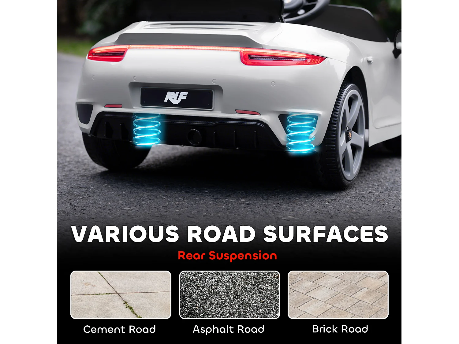 Macchina per bambini 3-5 anni con licenza ruf gt e telecomando bianco