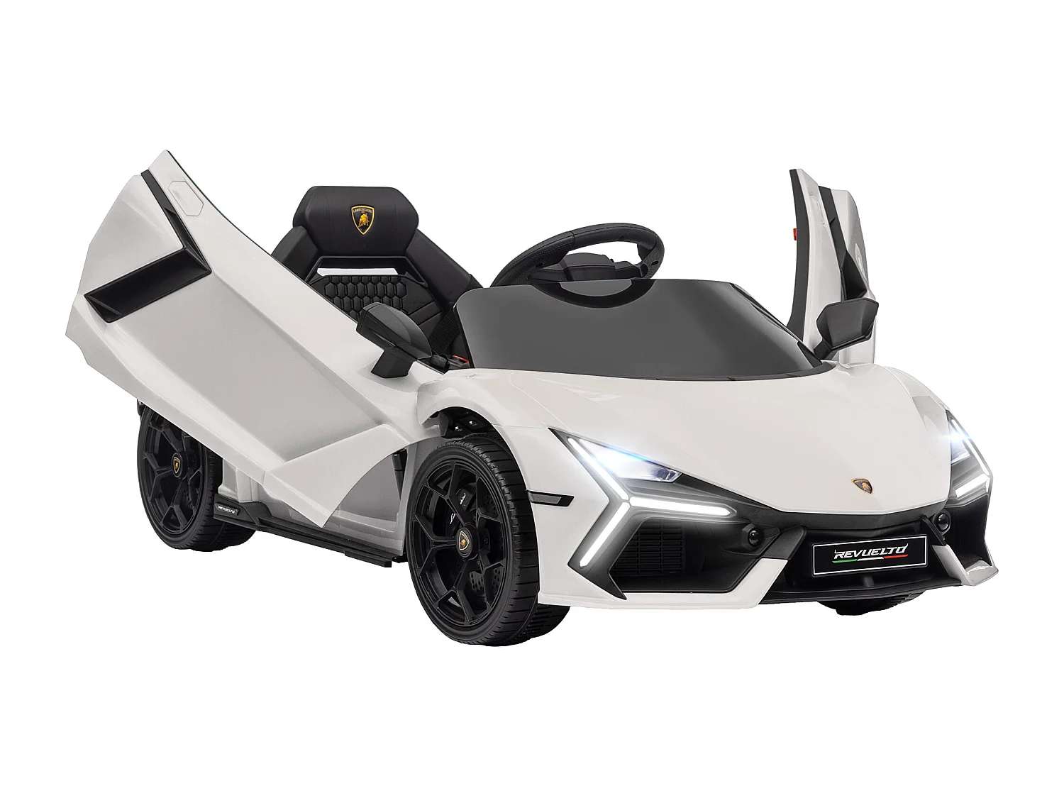 Macchina elettrica per bambini con luci led e telecomando bianco