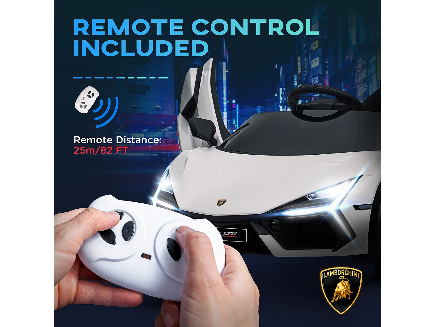 Macchina elettrica per bambini con luci led e telecomando bianco