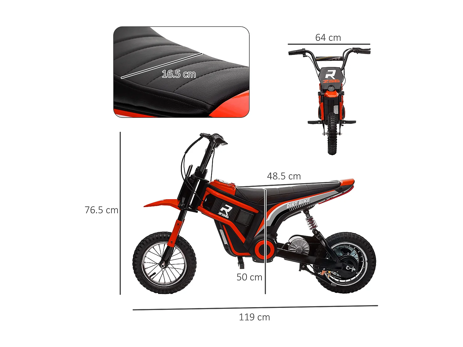 Moto elettrica per bambini 2 velocità 8-16km/h età 8-12 anni rosso
