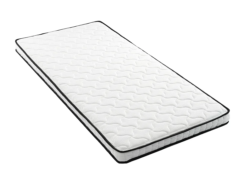 Matelas à ressorts - 90 x 200 cm - avec modules ergonomiques et soutien lombaire - 10 cm d'épaisseur - Tissu + Métal - blanc