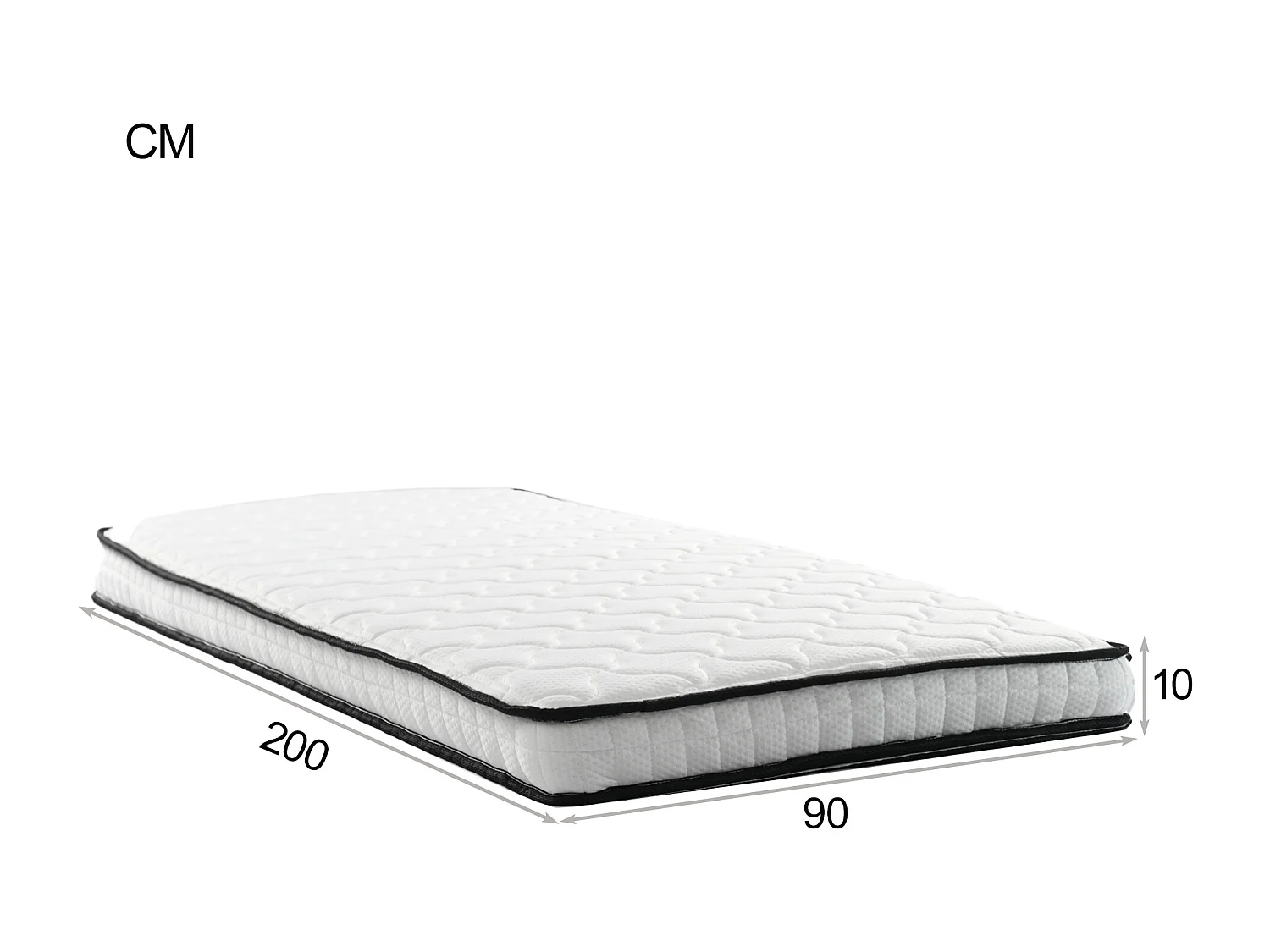 Matelas à ressorts - 90 x 200 cm - avec modules ergonomiques et soutien lombaire - 10 cm d'épaisseur - Tissu + Métal - blanc