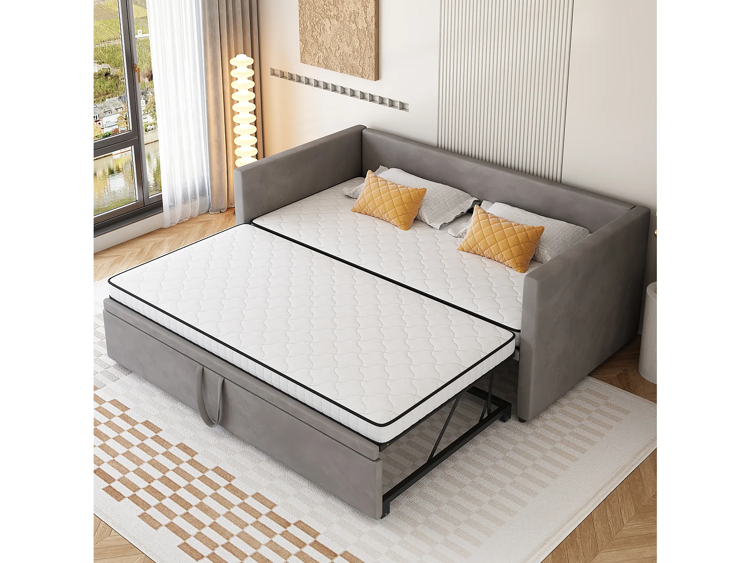 Federkernmatratze – 90 x 190 cm – mit ergonomischen Modulen und Lendenwirbelstütze – 12 cm dick – Stoff + Metall – weiß