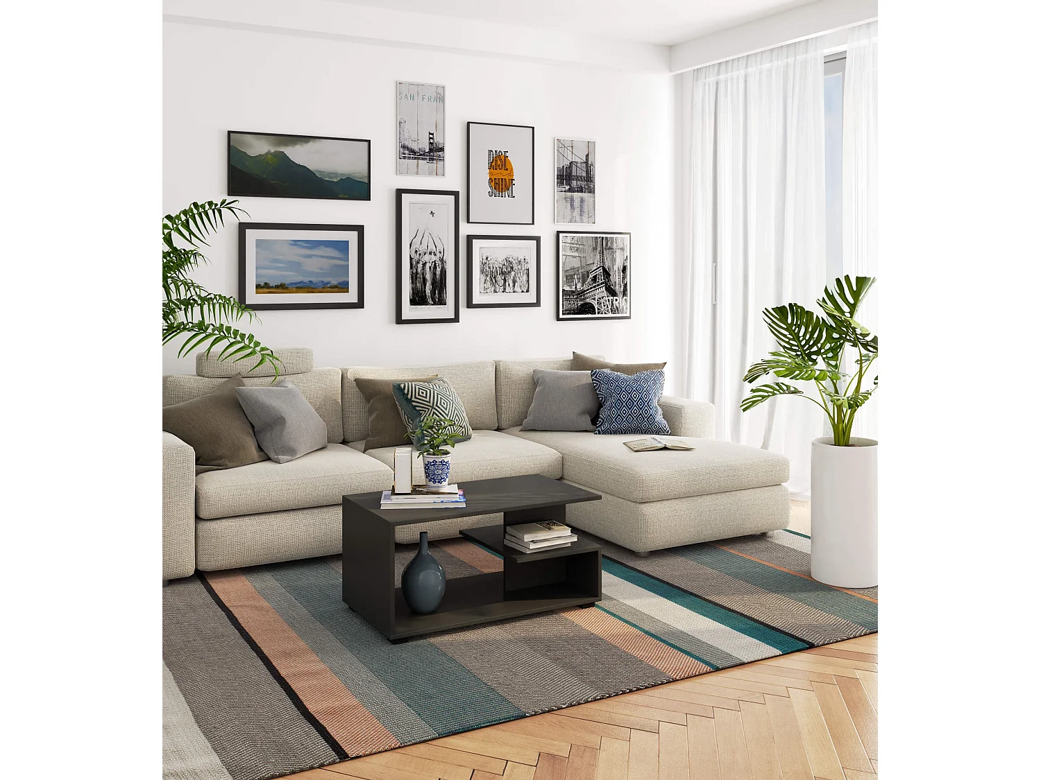 Mesa de Centro Grafite Cinza PIN - Design Moderno em Laminado