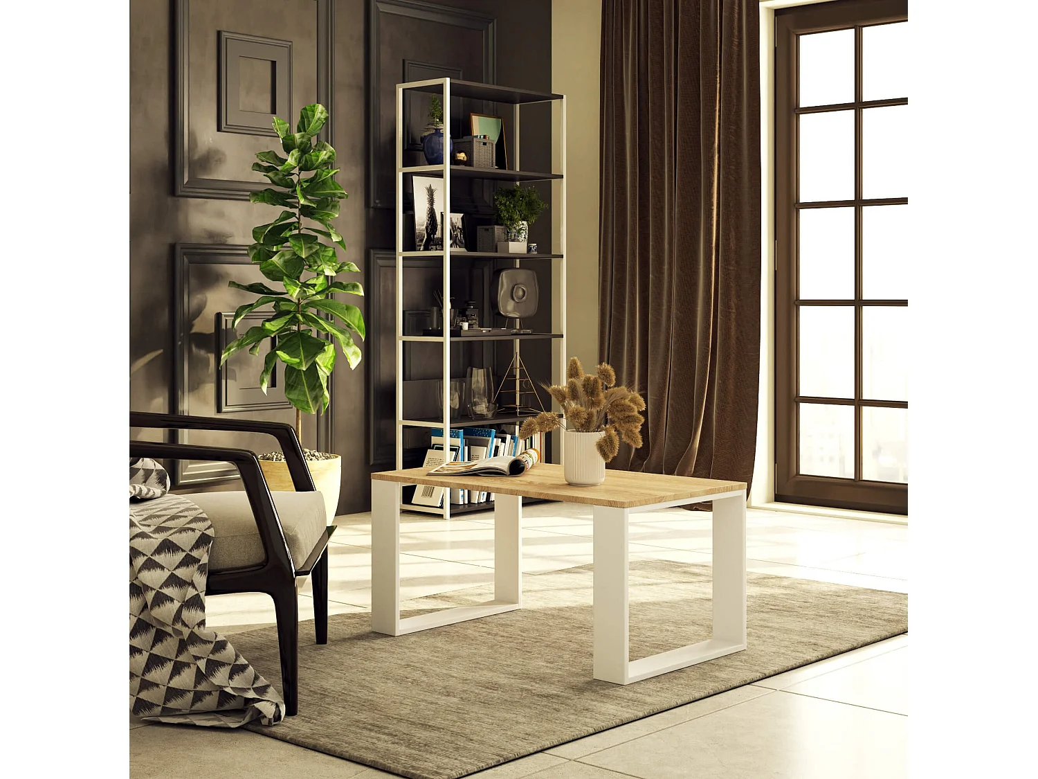 Mesa de Centro NOX Carvalho Sonoma / Branco