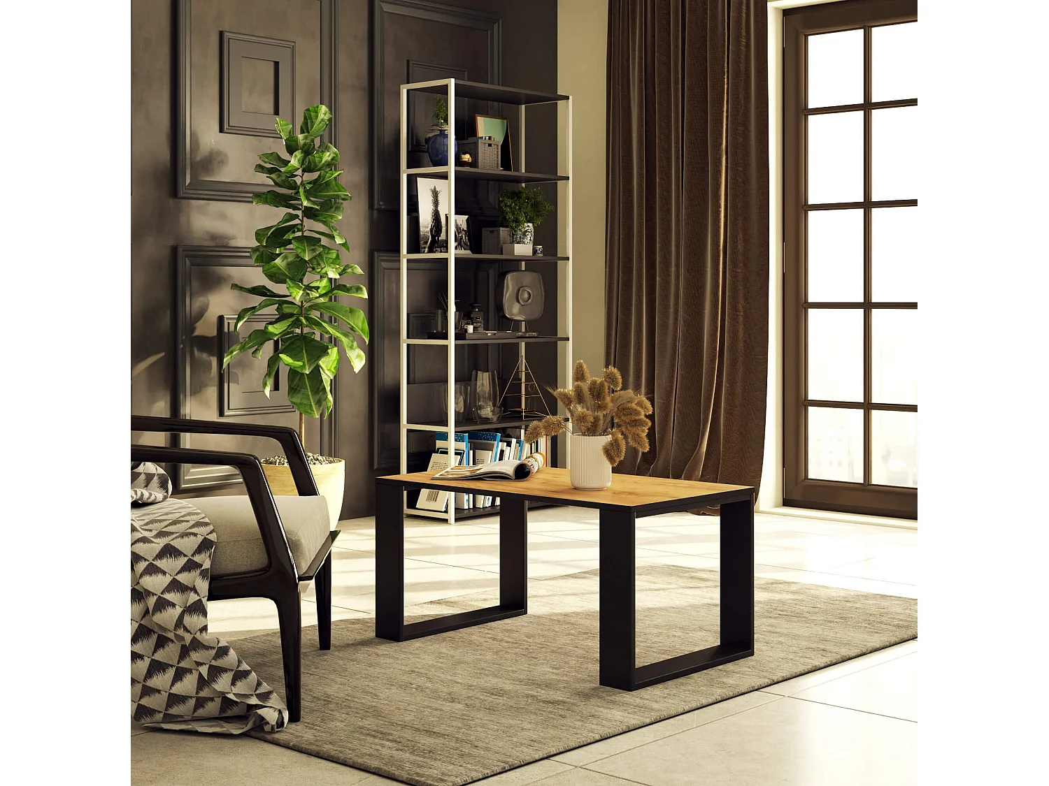 Mesa de Centro NOX Carvalho Craft/Preto