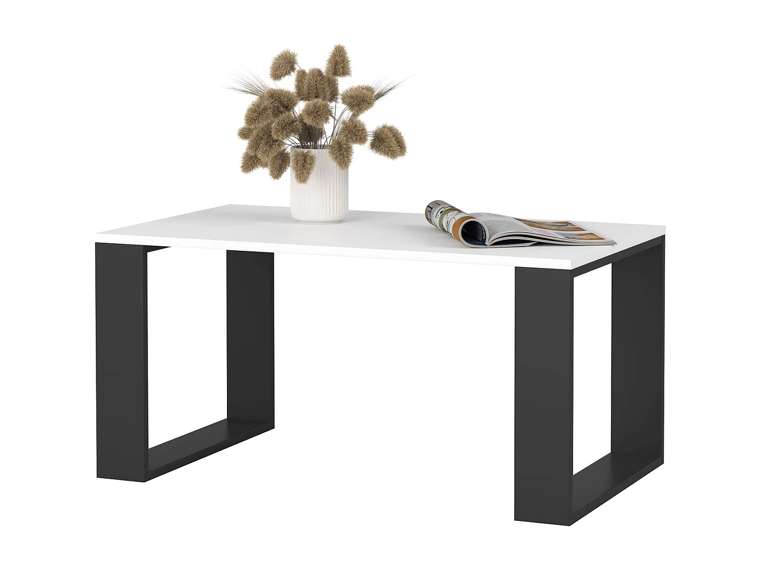 Mesa de Centro NOX Branco/Preto - Design Moderno, Laminado Durável, Fácil Montagem