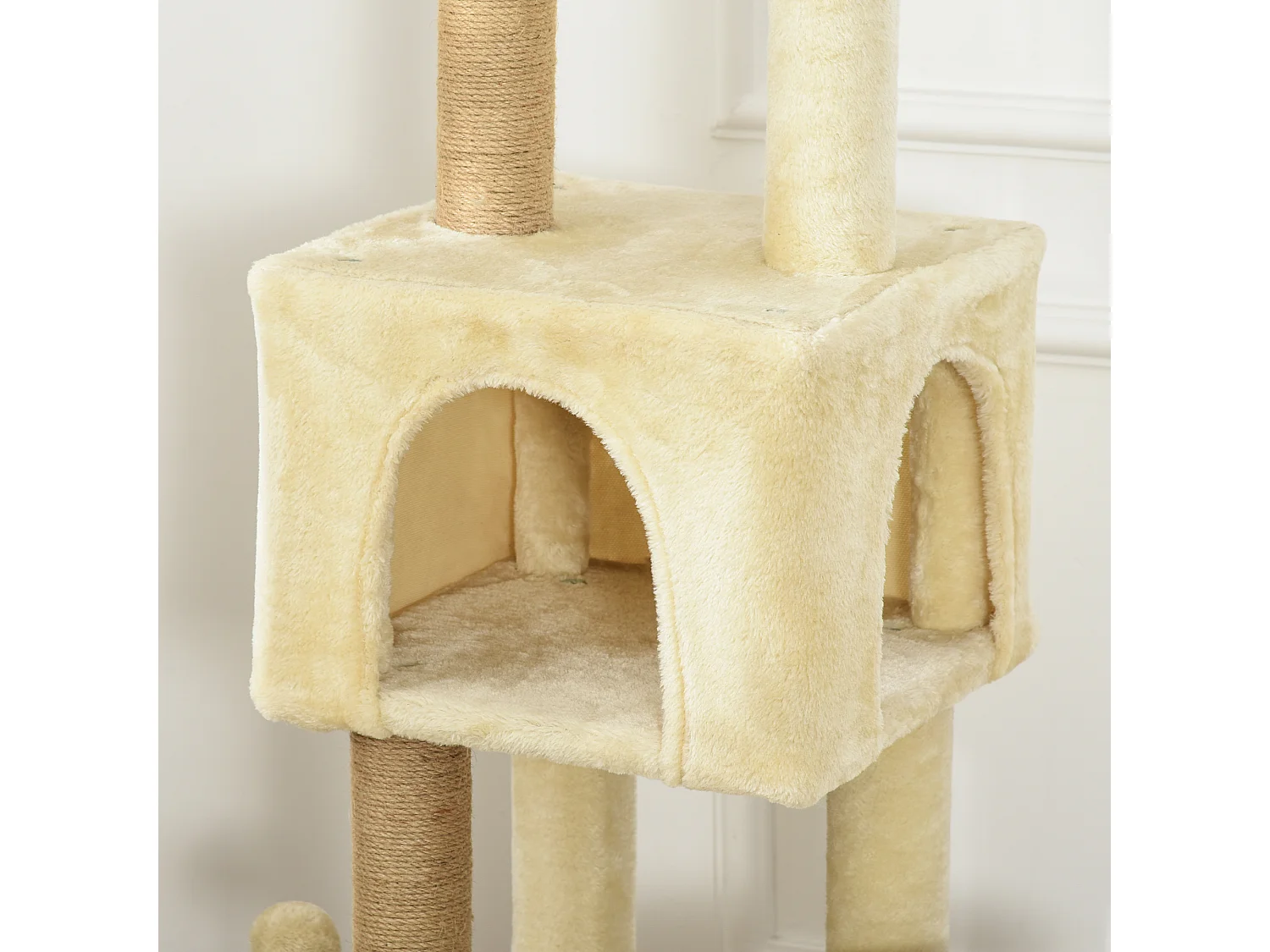 Albero tiragraffi per gatti con 2 casette e lettino beige