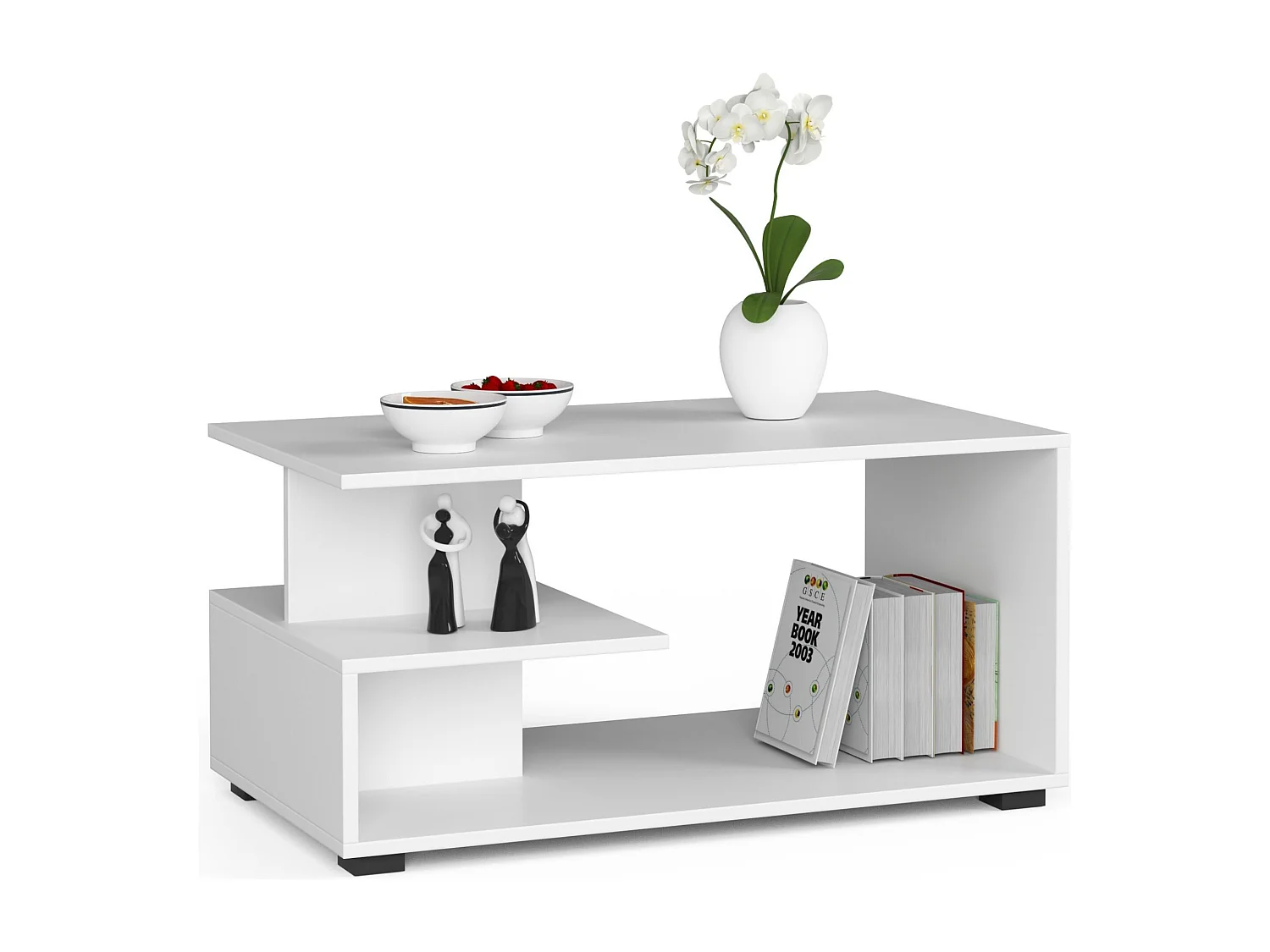 Mesa de Centro PIN Branca, Laminada com Acabamento Fosco, Medidas 90x45x51 cm, Montagem DIY