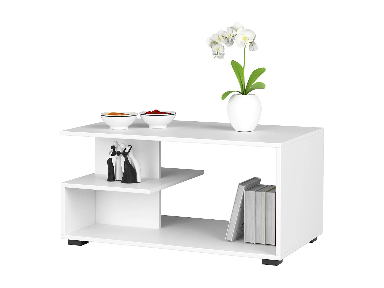 Mesa de Centro PIN Branca, Laminada com Acabamento Fosco, Medidas 90x45x51 cm, Montagem DIY