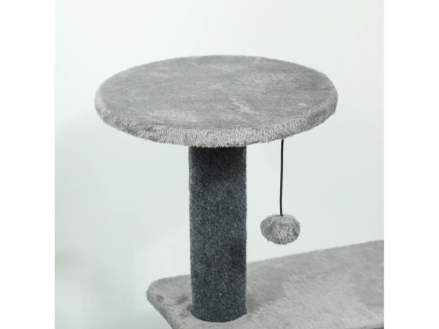 Albero tiragraffi per gatti multilivello con casetta in peluche grigio